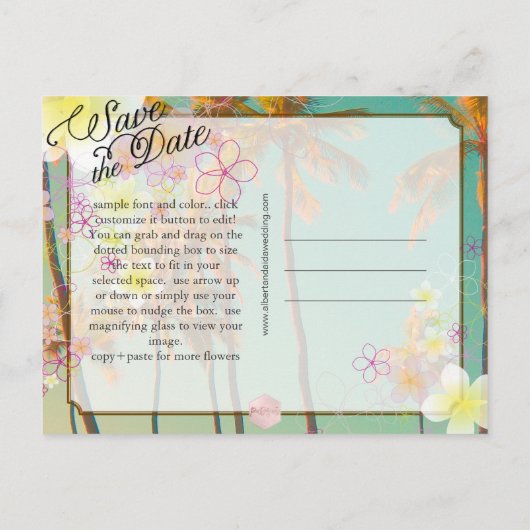 PixDezines/save date/hula dream/ hawaii Aankondigingskaart (Achterkant)