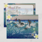 PixDezines/save date/hula dream/ surfers Aankondigingskaart (Voorkant / Achterkant)
