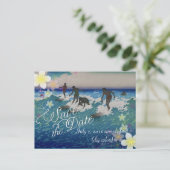 PixDezines/save date/hula dream/ surfers Aankondigingskaart (Staand voorkant)