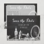 PixDezines/save date/krijtbord/londen geschetst Aankondigingskaart (Voorkant / Achterkant)