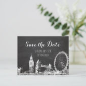 PixDezines/save date/krijtbord/londen geschetst Aankondigingskaart (Staand voorkant)