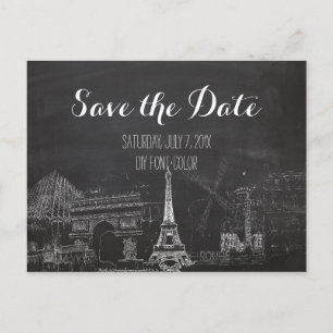 PixDezines/Save Date/Krijtbord/Paris Geschetst Aankondigingskaart