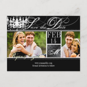 PixDezines save date kroonluchter/DIY kleuren+lett Aankondigingskaart