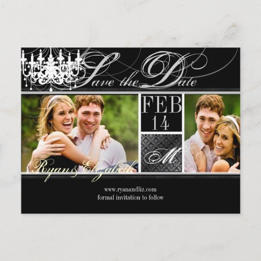 PixDezines save date kroonluchter/DIY kleuren+lett Aankondigingskaart (Voorkant)