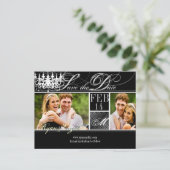 PixDezines save date kroonluchter/DIY kleuren+lett Aankondigingskaart (Staand voorkant)