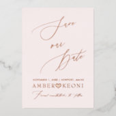 PixDezines Save Date Luxe Roos Gold Folie Uitnodiging (Voorkant)