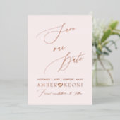 PixDezines Save Date Luxe Roos Gold Folie Uitnodiging (Staand Voorkant)