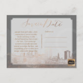 PixDezines/Save Date/Pink Gold/NYC Twin Tower Aankondigingskaart (Achterkant)