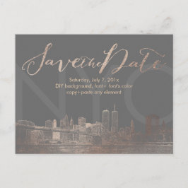 PixDezines/Save Date/Pink Gold/NYC Twin Tower Aankondigingskaart