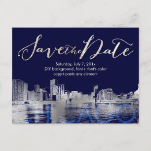PixDezines/Save Date/Silver/Chicago Lakeshore Aankondigingskaart
