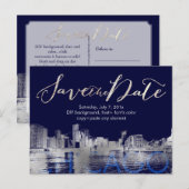 PixDezines/Save Date/Silver/Chicago Lakeshore Aankondigingskaart (Voorkant / Achterkant)