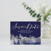 PixDezines/Save Date/Silver/Chicago Lakeshore Aankondigingskaart (Staand voorkant)