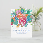 PixDezines Save Datum/Aquarel Bloemen The Date (Staand voorkant)