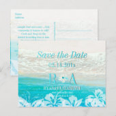 PixDezines save datum strand+golven Aankondigingskaart (Voorkant / Achterkant)