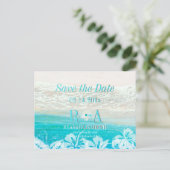 PixDezines save datum strand+golven Aankondigingskaart (Staand voorkant)