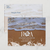 PixDezines save datum strand+golven Aankondigingskaart (Voorkant / Achterkant)