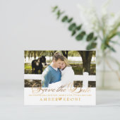 PixDezines Save de datum/Nepgoud/Fancy Script Aankondigingskaart (Staand voorkant)