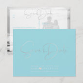 PixDezines Save de Datum/Platinum+Aqua Briefkaart (Voorkant / Achterkant)