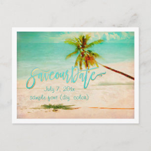 PixDezines/save onze datum/vintage tropisch strand Aankondigingskaart