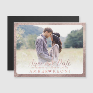 PixDezines Save Our Date/Faux Roos Gold Magnetische Uitnodiging