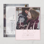 PixDezines Save our Date, Fun Script Font, Blush Briefkaart (Voorkant / Achterkant)