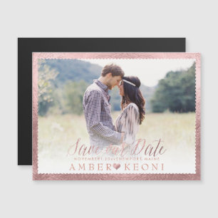 PixDezines Save Our Date/Nep Rose Goud Magnetische Uitnodiging