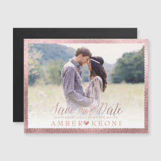 PixDezines Save Our Date/Nep Rose Goud Magnetische Uitnodiging