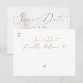 PixDezines Save our Date, Nepgoud Calligrafie Briefkaart (Voorkant / Achterkant)