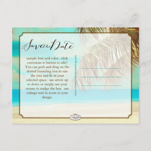 PixDezines/save the date/ beach Aankondigingskaart (Achterkant)