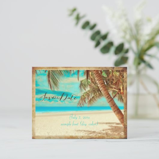 PixDezines/save the date/ beach Aankondigingskaart (Staand voorkant)