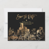 PixDezines/Save the Date Dallas Skyline/Faux Gold  Aankondiging (Voorkant)