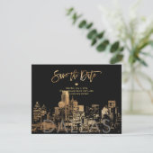 PixDezines/Save the Date Dallas Skyline/Faux Gold  Aankondiging (Staand voorkant)