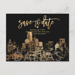PixDezines/Save the Date Dallas Skyline/Faux Gold Aankondigingskaart