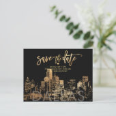 PixDezines/Save the Date Dallas Skyline/Nepgoud Aankondigingskaart (Staand voorkant)
