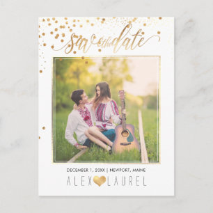 PixDezines Save the Date/Faux Gold Confetti Aankondigingskaart