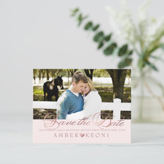 PixDezines Save the Date/Faux Roos Gold/Fun Script Aankondigingskaart (Staand voorkant)