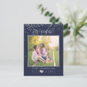 PixDezines Save the Date/Faux Silver Confetti Aankondigingskaart (Staand voorkant)