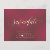 PixDezines Save the Date/Gold iriserende Bourgogne Briefkaart (Voorkant)