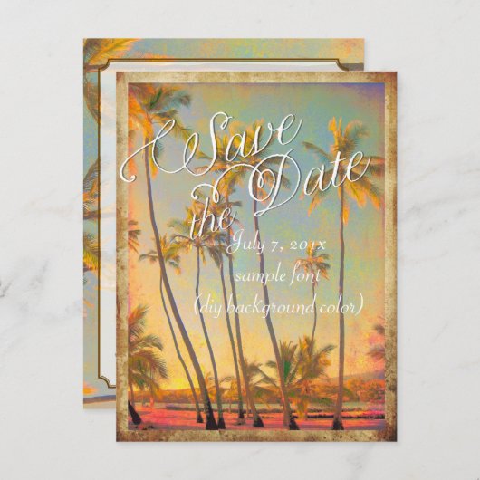 PixDezines/save the date/ hawaii Aankondigingskaart (Voorkant / Achterkant)