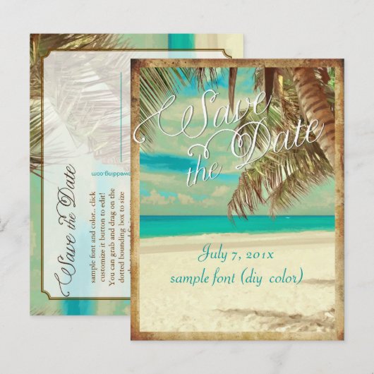 PixDezines/save the date/ hawaii Aankondigingskaart (Voorkant / Achterkant)