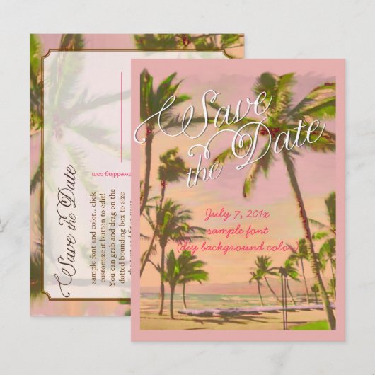 PixDezines/save the date/ hawaii Aankondigingskaart (Voorkant / Achterkant)