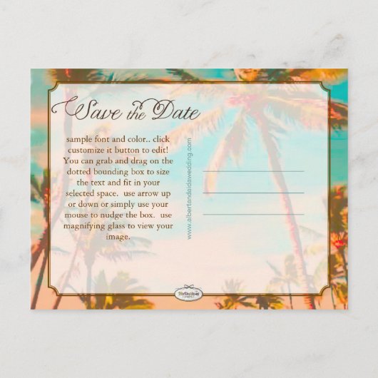PixDezines/save the date/ hawaii Aankondigingskaart (Achterkant)
