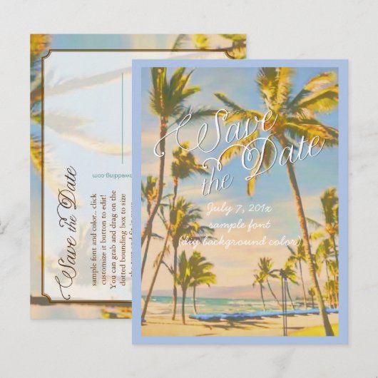 PixDezines/save the date/ hawaii Aankondigingskaart (Voorkant / Achterkant)