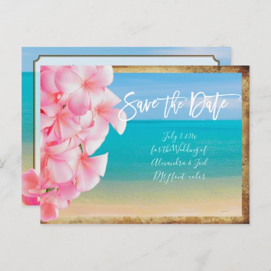 PixDezines/save the date/ hawaii Aankondigingskaart (Voorkant / Achterkant)