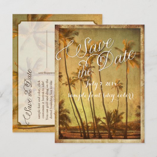 PixDezines/save the date/ hawaii Aankondigingskaart (Voorkant / Achterkant)