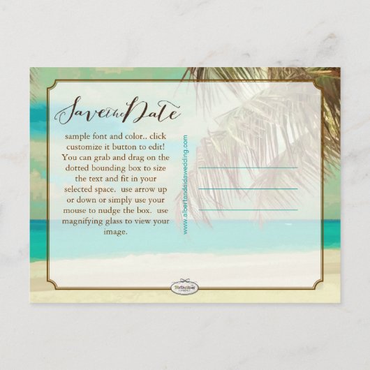 PixDezines SAVE THE DATE/ HAWAII Aankondigingskaart (Achterkant)