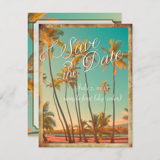 PixDezines/save the date/ hawaii Aankondigingskaart (Voorkant / Achterkant)