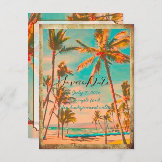 PixDezines/save the date/ hawaii Aankondigingskaart (Voorkant / Achterkant)