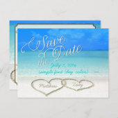 PixDezines/save the date/hearts/sand Aankondigingskaart (Voorkant / Achterkant)