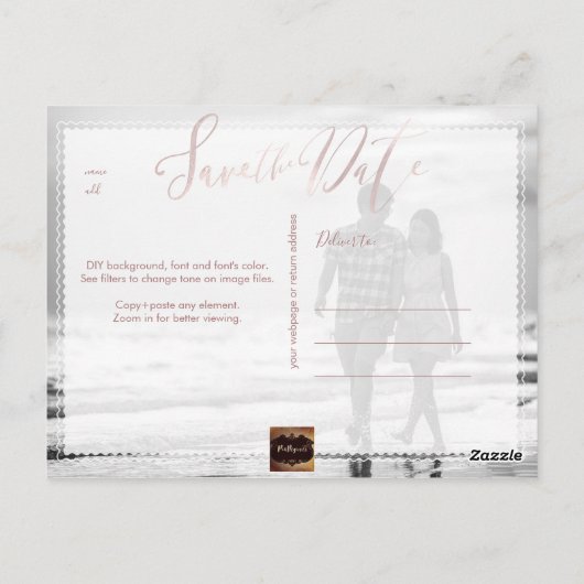 PixDezines Save the Date/Iridescent Blush Pink Briefkaart (Achterkant)